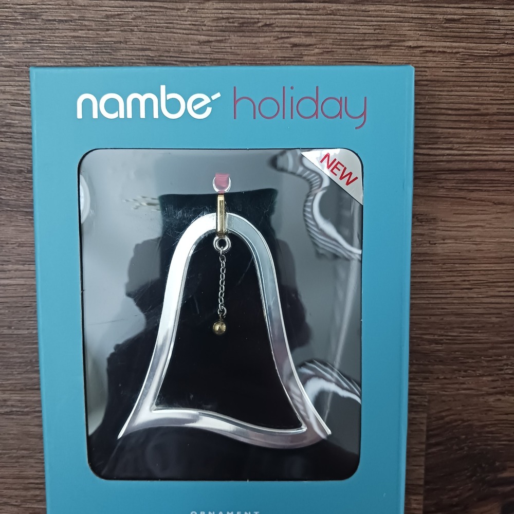 Nambe Holiday Bell Ornament Silver Gold Tone Modern Christmas MT1063 New